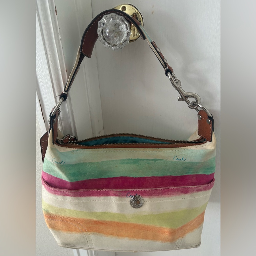 Coach Red and Pink Shoulder Bag with Classic Design